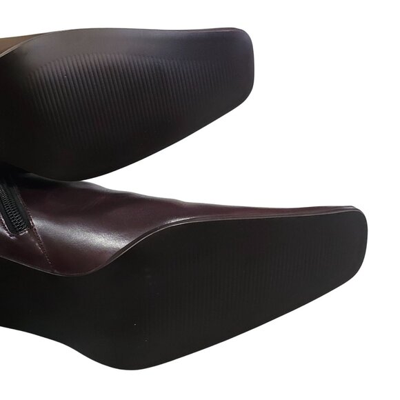 Colin Stuart Mid-Calf Embroidered Leather Boots Womens 6.5 Dark Red Burgundy - Picture 6 of 12